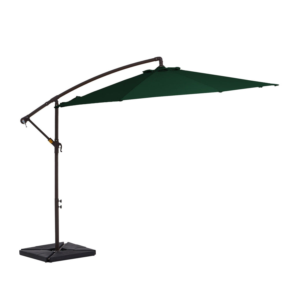 10 ft Steel Crank-lift Cantilever Umbrella With Weighted Base