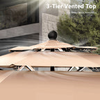MAISON ARTS 10ft 3 Tier Auto-tilt Patio Umbrella Outdoor Double Vented Umbrella with LED Lights