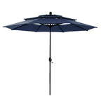 MAISON ARTS 10ft 3 Tier Auto-tilt Patio Umbrella Outdoor Double Vented Umbrella with LED Lights