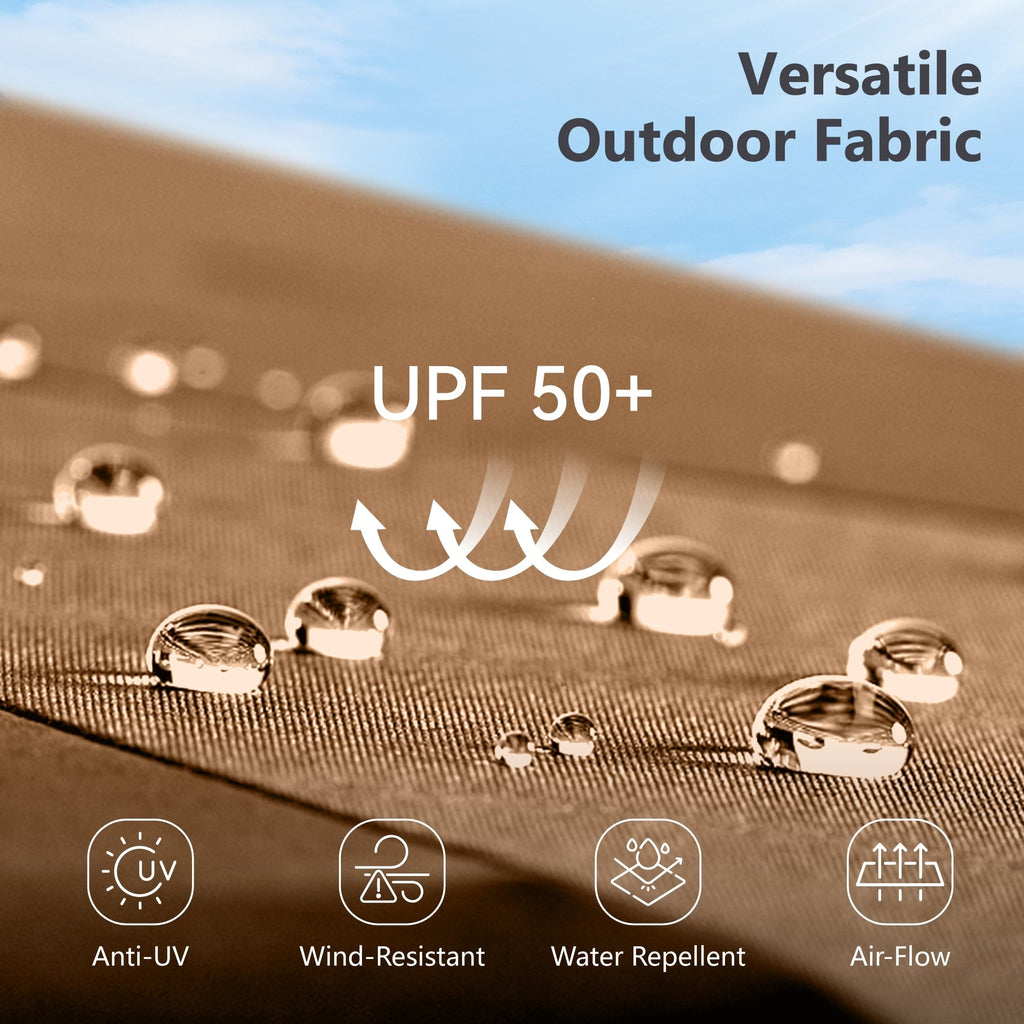 MAISON ARTS 15-foot Rectangular Crank Double-sided Outdoor Market Umbrella Solar LED Lighted Patio Umbrella with Base Included