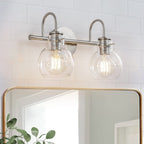 2/3 Light Bathroom Vanity Light Wall Sconce with Glass Shade