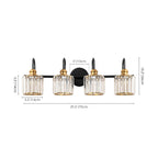 3/4-Light Modern Glam Linear Dimmable Crystal Bathroom Vanity Lights Over Mirror