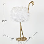 Flamingo Table Lamp - White and Gold - 30.5 H - 30H x 19W x 14D