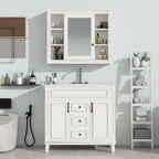 36'' Modern Bathroom Vanity with Top Sink and Mirror Cabinet,2 Doors and 2 Drawers