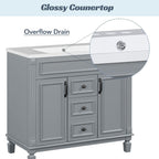 36'' Modern Bathroom Vanity with Top Sink and Mirror Cabinet,2 Doors and 2 Drawers