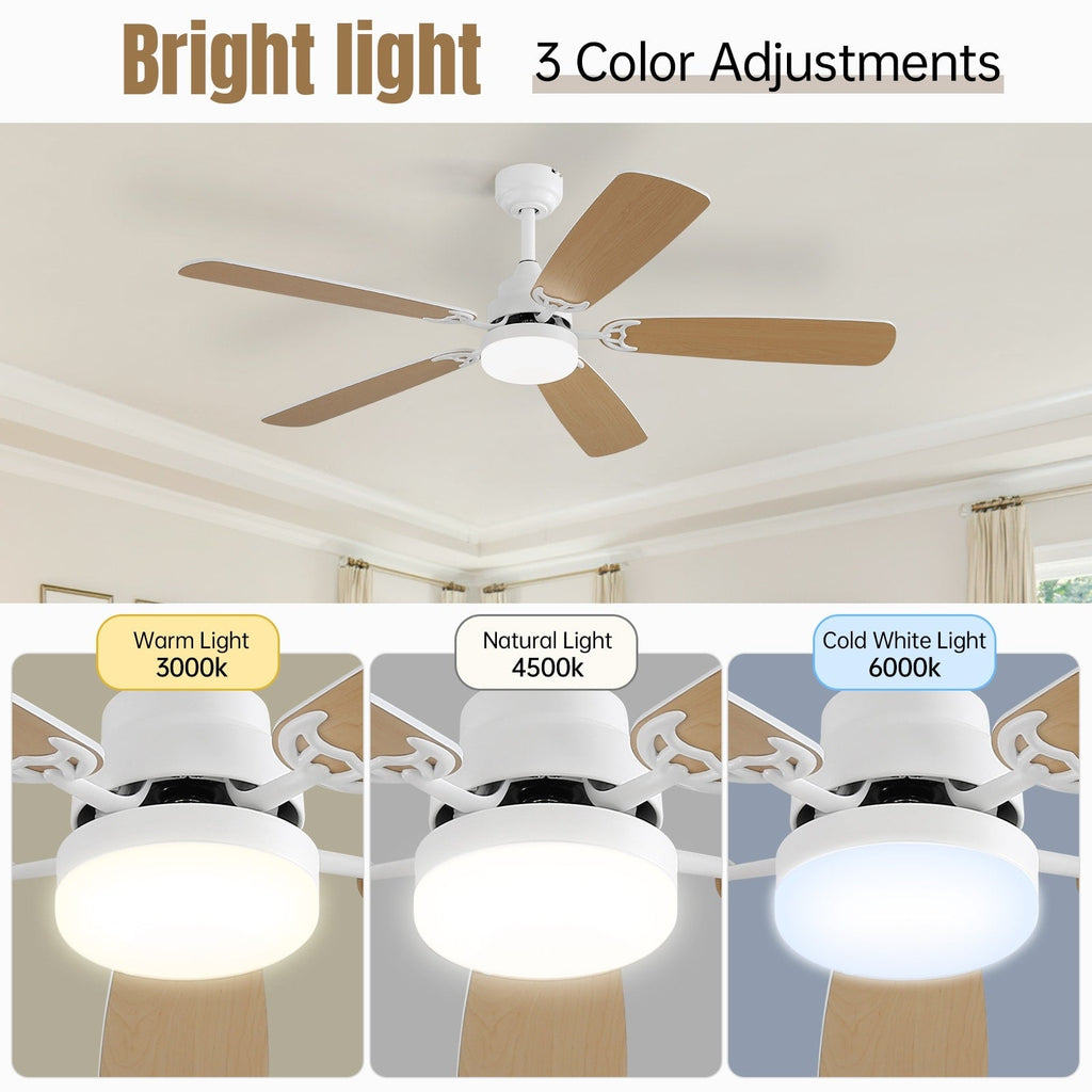 48 and 52 Integrated LED Ceiling Fan with Light and Remote, Reversible DC Motor
