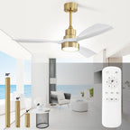 48 and 52 Integrated LED Ceiling Fan with Light and Remote, Reversible DC Motor
