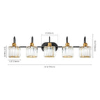 5-Light Glam Linear Dimmable Crystal Bathroom Vanity Lights with Cylinder Crystal Shade