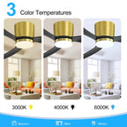 52 Inch Black/White Flush Mount LED Ceiling Fan with Lights Remote(3-Blade)