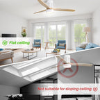 52 Inch Farmhouse Style Flush Mount Ceiling Fan with Light and Remote Control, Reversible DC Motor