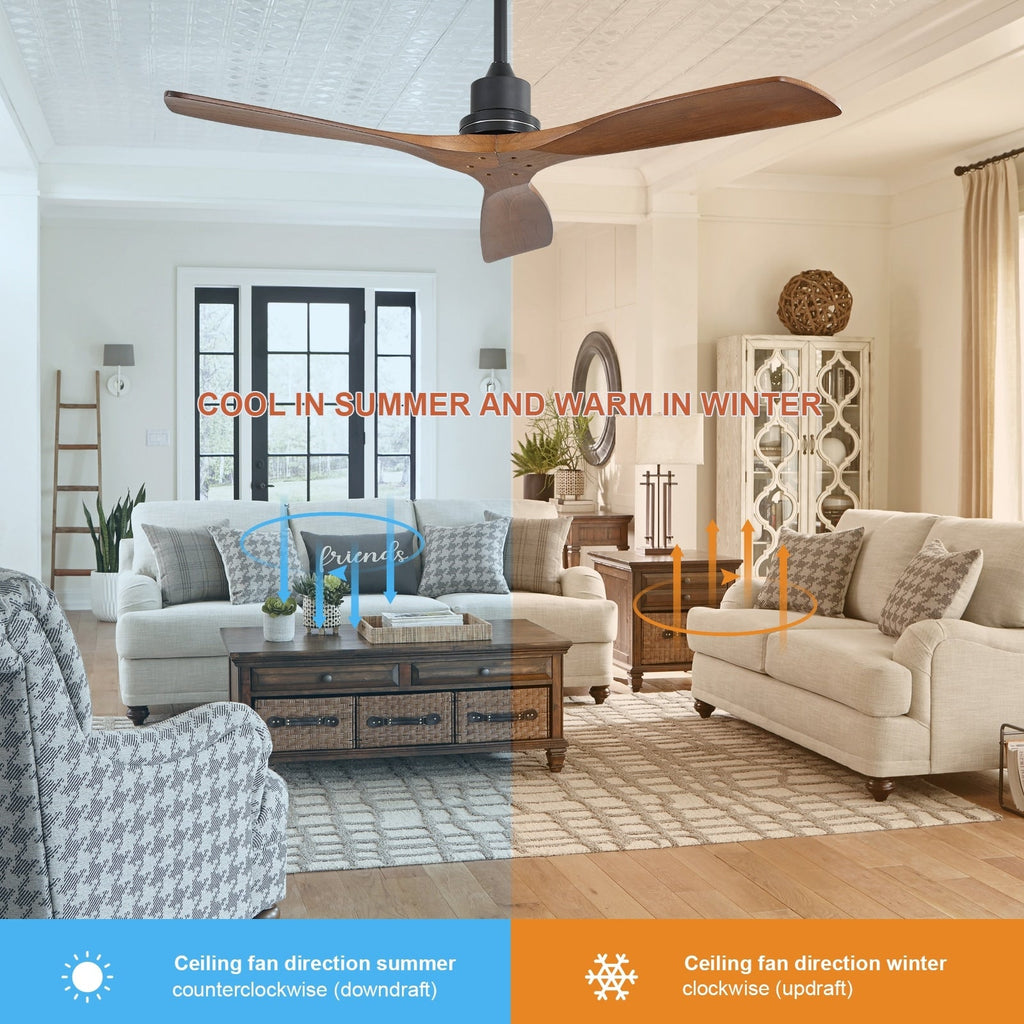 Sofucor 52 Indoor Wood Ceiling Fan Light with Remote, Integrated Light Optional