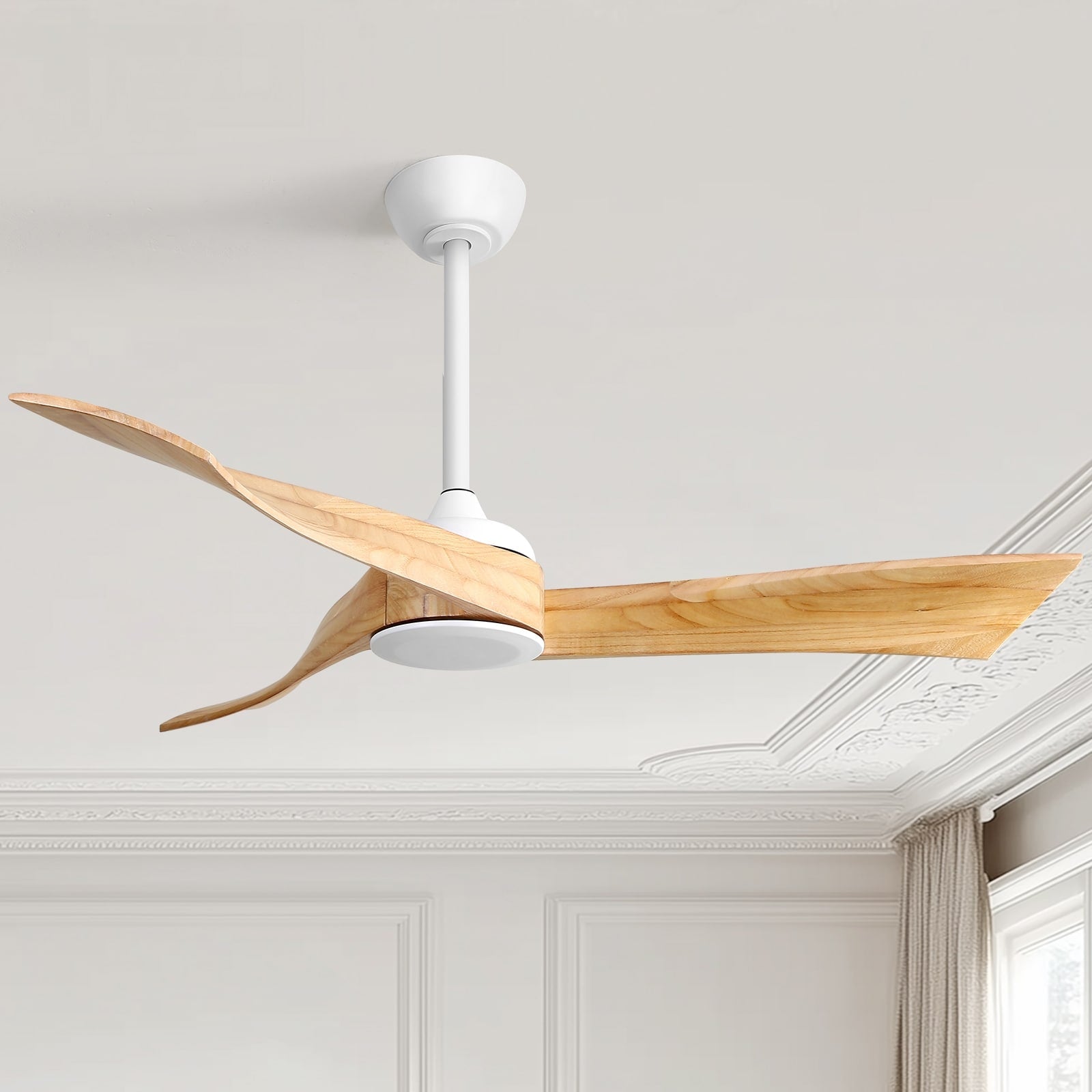 52 inch Modern Solid Wood / ABS Ceiling Fan With Remote Control(No Light),6 WInd Speed,Reversible Airflow