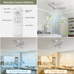 52 inch Modern Solid Wood / ABS Ceiling Fan With Remote Control(No Light),6 WInd Speed,Reversible Airflow