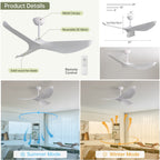 52 inch Modern Solid Wood / ABS Ceiling Fan With Remote Control(No Light),6 WInd Speed,Reversible Airflow