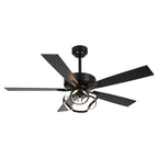 52 Modern Chrome/ Black Indoor Dimmable LED Ceiling Fan with Light and Remote