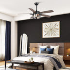 52 Rustic Black Wood 5-Blade Indoor Ceiling Fan with Remote