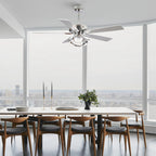 52 Modern Chrome/ Black Indoor Dimmable LED Ceiling Fan with Light and Remote