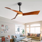 52 Wood 3-Blade Ceiling Fans with Dimmable LED Light and Remote, 6-Speed Reversible DC Motor - 52 inch