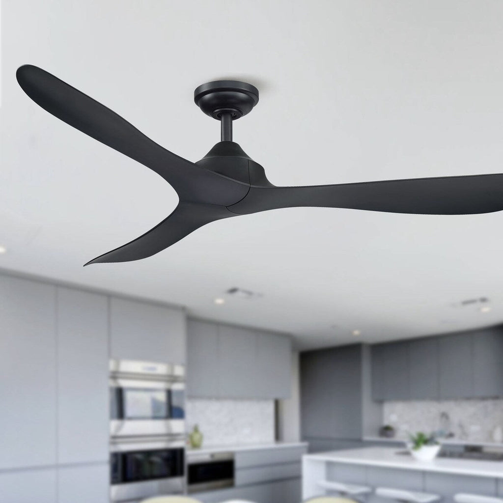 56 Modern Black 3-Blade Propeller DC Ceiling Fan with Remote