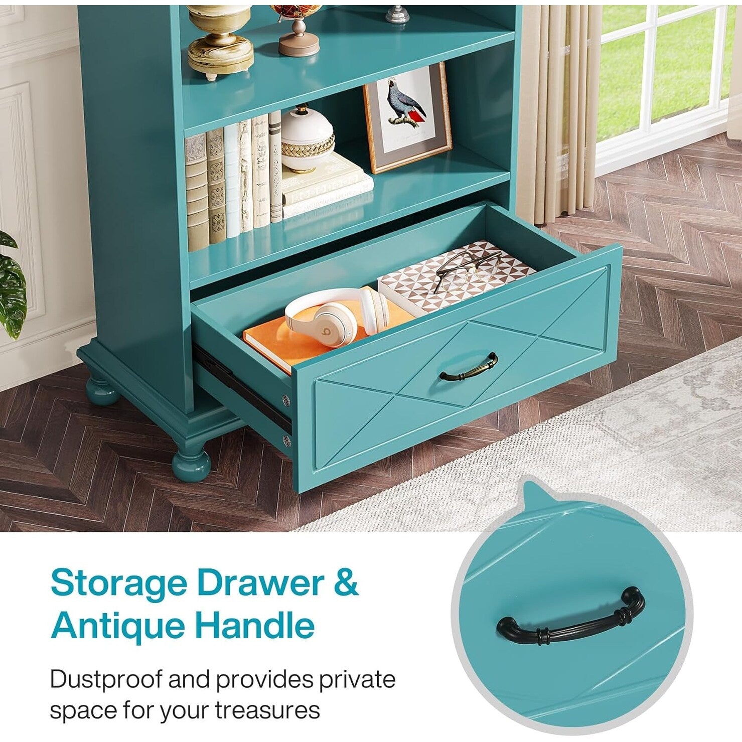 6-Shelf Bookcase Bookshelf with Drawer 71 Book Shelf for Living Room