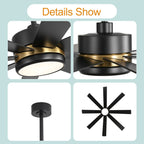 65 Inch 8-Blade Black LED Ceiling Fan with Light and Remote