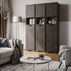 67'' Tall Bathroom Narrow Linen Cabinet, 5 Tiers Solid Wood Freestanding Storage Cabinet