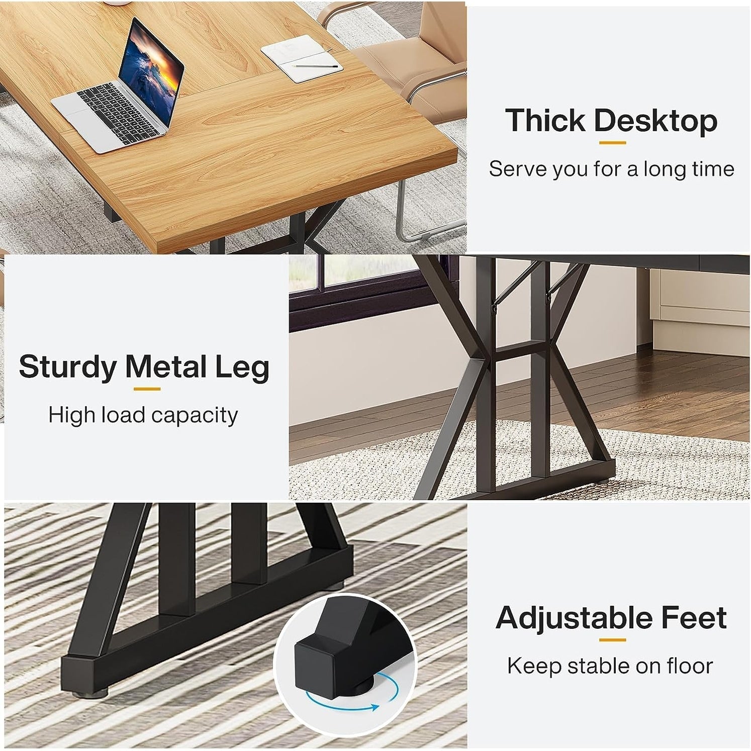 70.8-Inch Executive Desk, Large Computer Office Desk Workstation