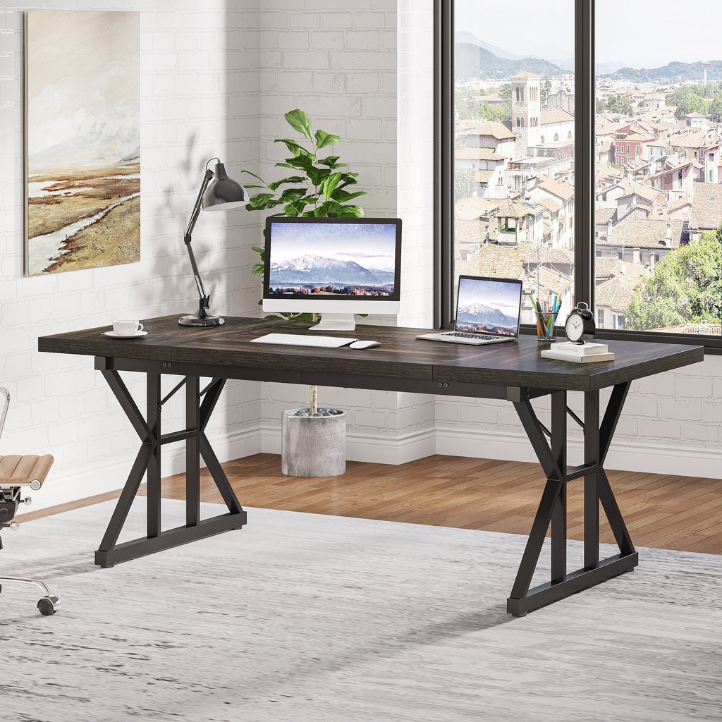 70.8-Inch Executive Desk, Large Computer Office Desk Workstation