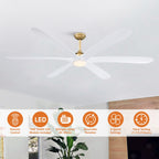 72-inch Driftwood 6-Blade Large DC Ceiling Fan with Light and Remote