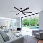 72-inch Driftwood 6-Blade Large DC Ceiling Fan with Light and Remote
