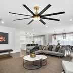 72 Large Ceiling Fans with LED Light Remote Control-8 Blade - 72 Inch