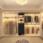 Rackcog 120'' Adjustable Closet Organizer with Drawers, Closet System with DIY Shelves for Reach-in and Walk-in Closet