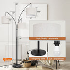 Arc LED Floor Lamp Dimmable Modern Black 3 Light Arched Tall Floor Lamp