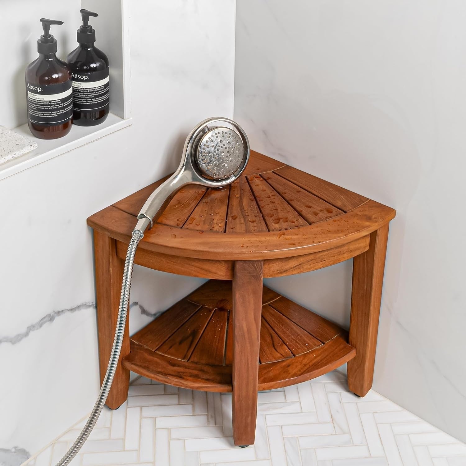 Aurora Home Indonesian Teak Shower Table/Bench