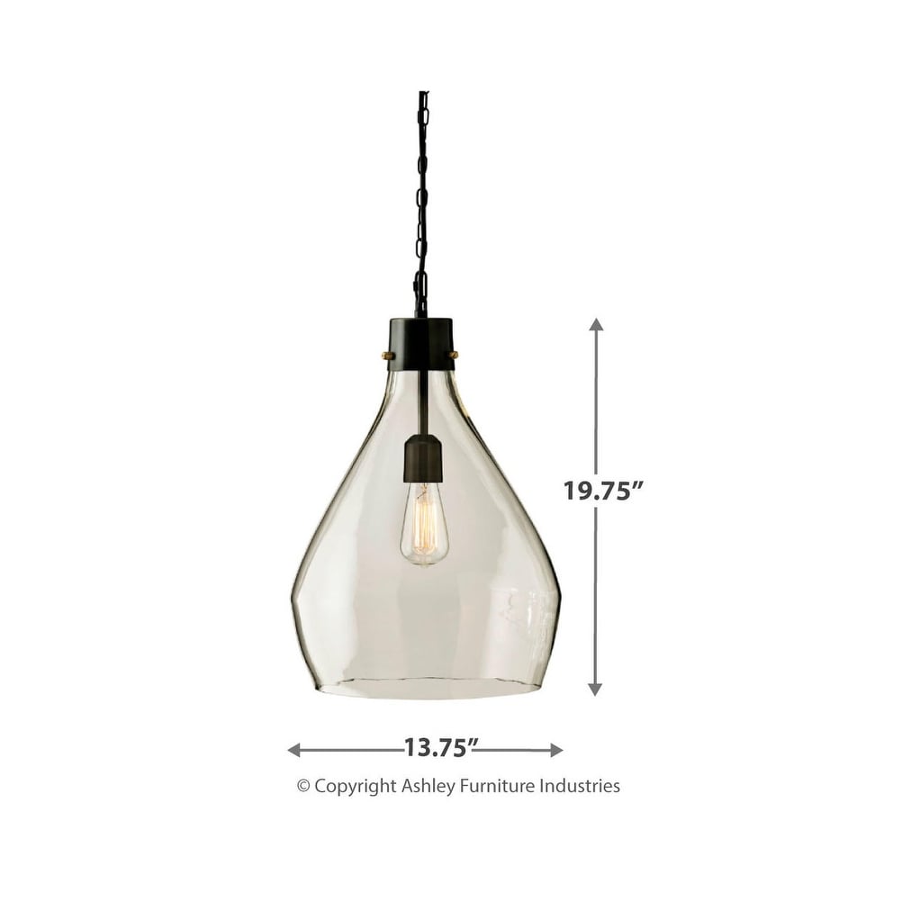 Signature Design by Ashley Avalbane Gray Glass Pendant Light - 13.88 W x 13.88 D x 20.25 H