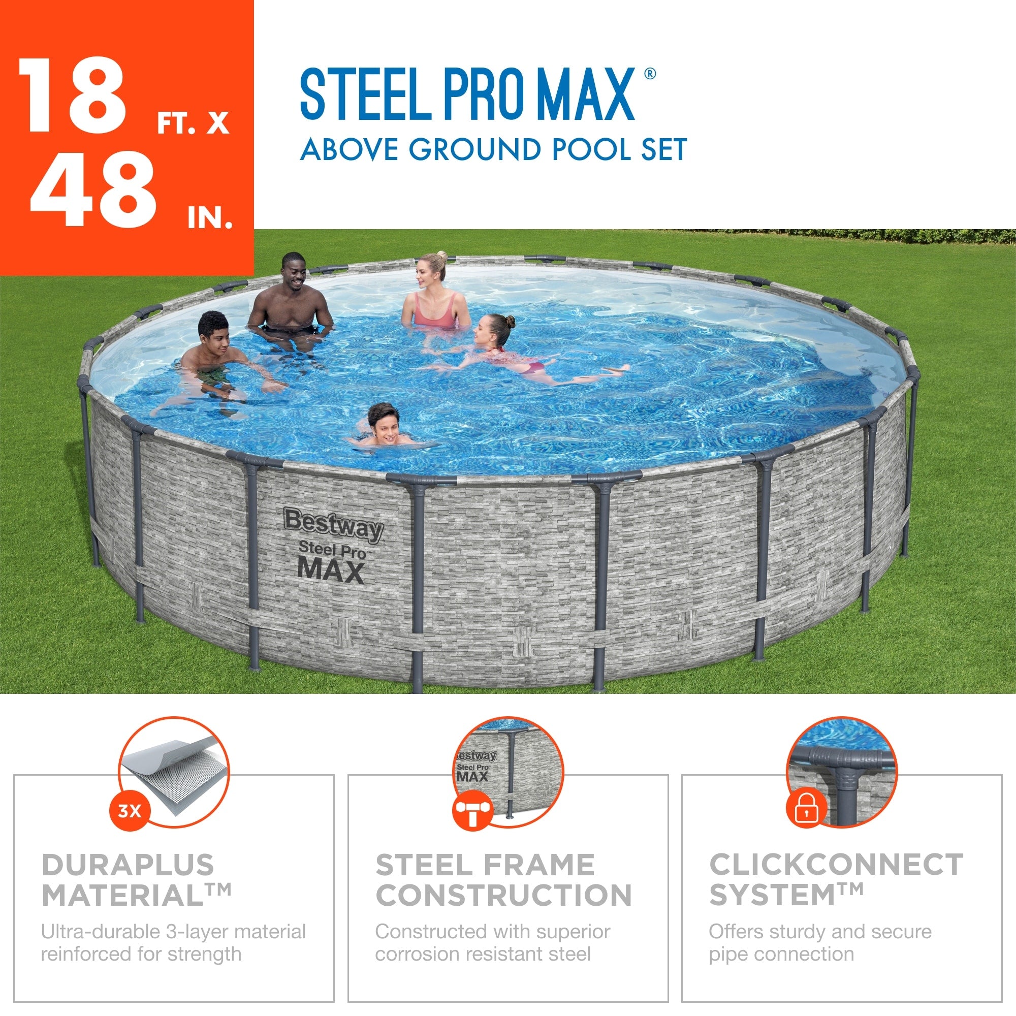 Bestway Steel Pro MAX Round Above Ground Swimming Pool with Pump & Cover