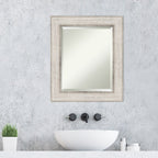 Beveled Wood Bathroom Wall Mirror - Trellis Silver Frame - Trellis Silver