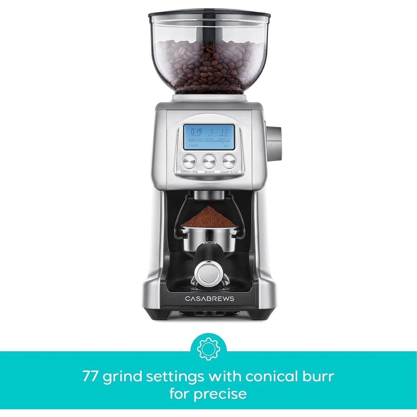 CASABREWS Tornado Electric Coffee Grinder Conical Burr Silver - N/A