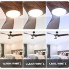 Ceiling Fan Light, 52 Ceiling Fan w/ Remote, LED Dimmable Tri-Color Temperature