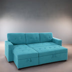 Convertible Reversible Sectional Sofa with Pull-Out Sleeper Bed, Hidden Storage Chaise, and Durable Legs
