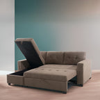 Convertible Reversible Sectional Sofa with Pull-Out Sleeper Bed, Hidden Storage Chaise, and Durable Legs