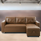 Convertible Reversible Sectional Sofa with Pull-Out Sleeper Bed, Hidden Storage Chaise, and Durable Legs