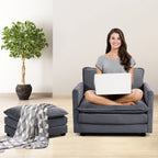 Corduroy Sectional Sofa with Removable Ottomans & Ultra-soft Cushions for Living Room & Bedroom