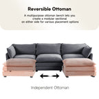Corduroy Sectional Sofa with Removable Ottomans & Ultra-soft Cushions for Living Room & Bedroom