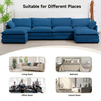 Corduroy Sectional Sofa with Removable Ottomans & Ultra-soft Cushions for Living Room & Bedroom