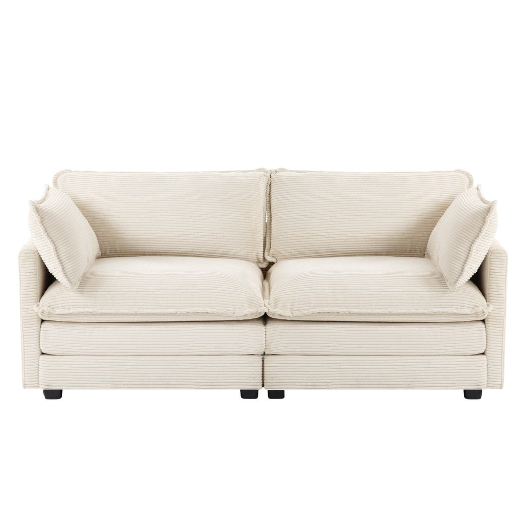 Corduroy Sectional Sofa with Removable Ottomans & Ultra-soft Cushions for Living Room & Bedroom