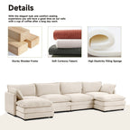 Corduroy Sectional Sofa with Removable Ottomans & Ultra-soft Cushions for Living Room & Bedroom
