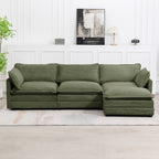 Corduroy Sectional Sofa with Removable Ottomans & Ultra-soft Cushions for Living Room & Bedroom