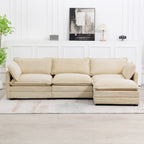 Corduroy Sectional Sofa with Removable Ottomans & Ultra-soft Cushions for Living Room & Bedroom