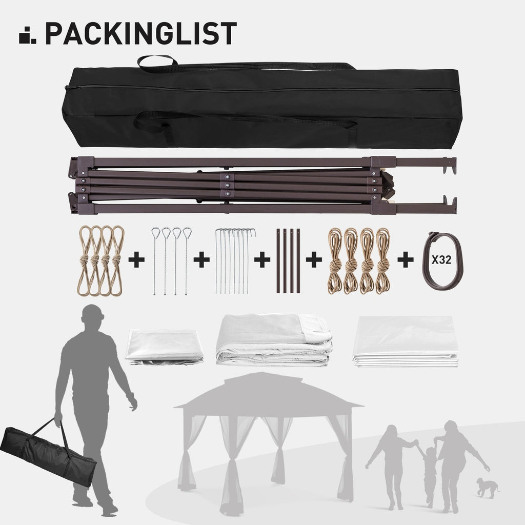 Cozywor 11 ft. x 11 ft. Pop-Up Steel Gazebo with Mosquito Netting